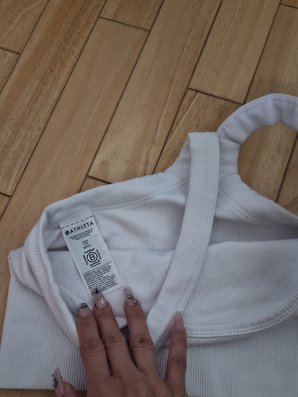 Athleta White Ribbed Tank Top with Racerback